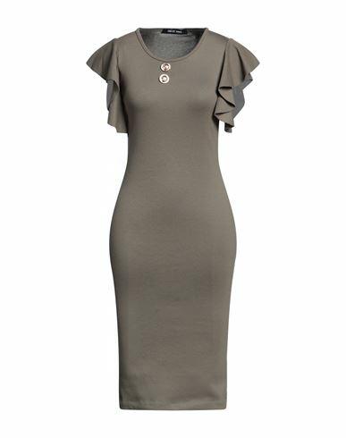 Odi Et Amo Woman Midi dress Military green Cotton Cover