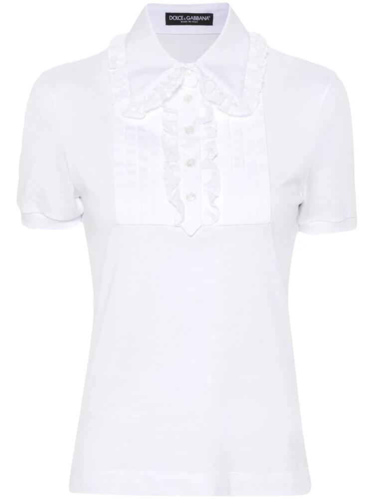 Dolce & Gabbana lace-trim polo shirt - White Cover