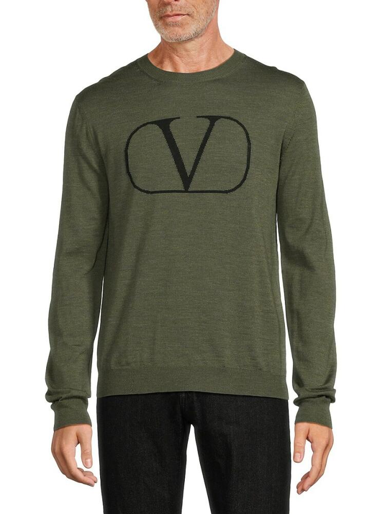 Valentino Men's Logo Wool Sweater - Green Cover