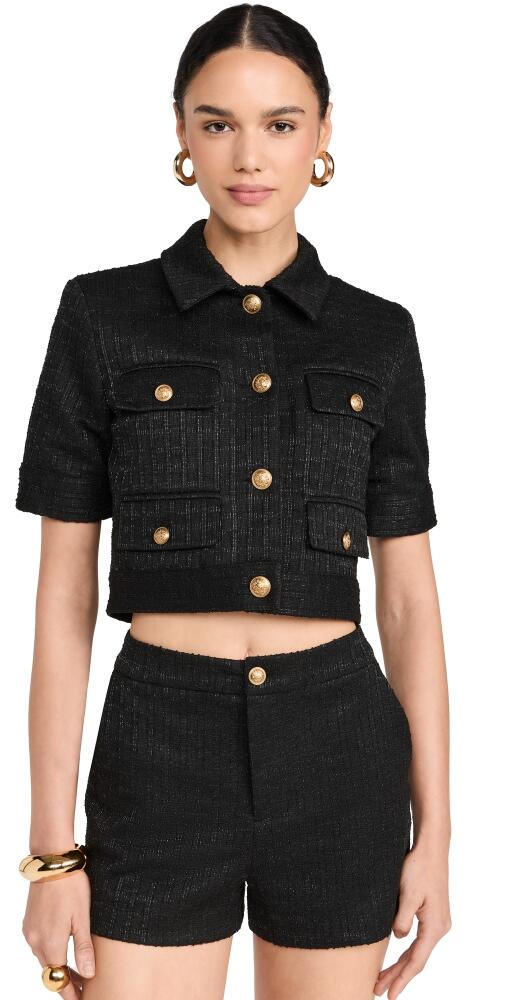 alice + olivia Elle Patch Pocket Jacket Black Cover