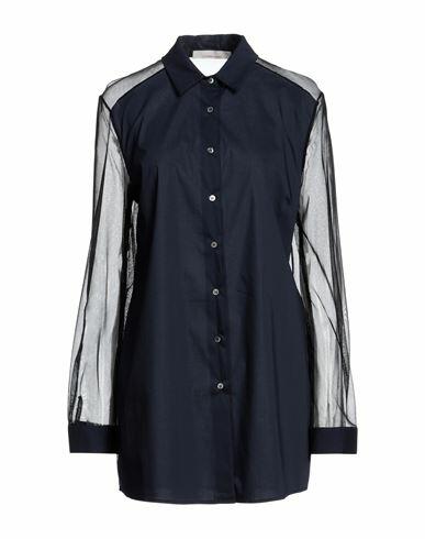 Liviana Conti Woman Shirt Midnight blue Cotton, Polyamide, Elastane Cover