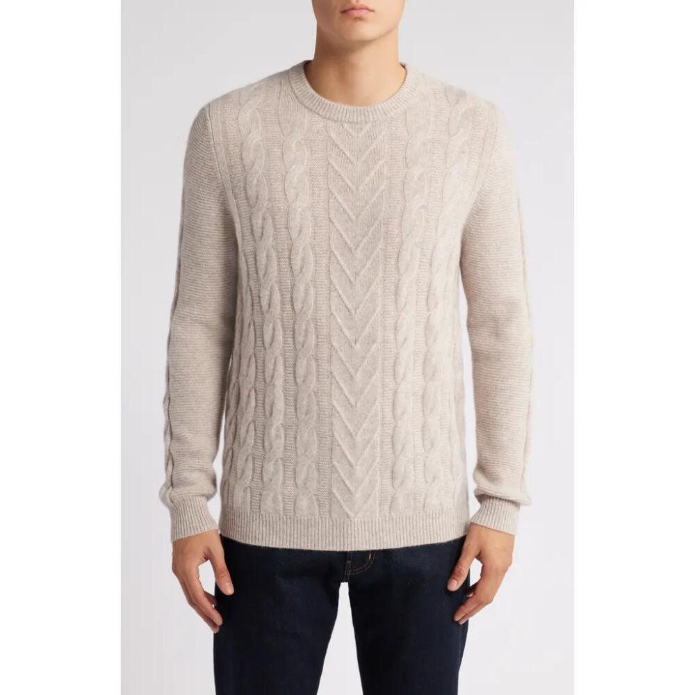 Nordstrom Cable Cashmere Sweater in Tan Oxford Heather Cover