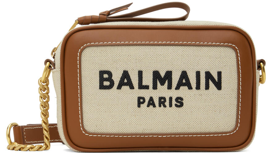 Balmain Beige B-Army Canvas & Leather Bag Cover