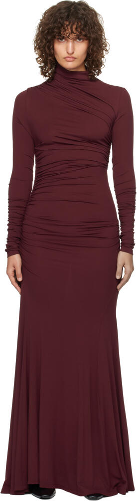 TOVE Burgundy Ruched Maxi Dress Cover