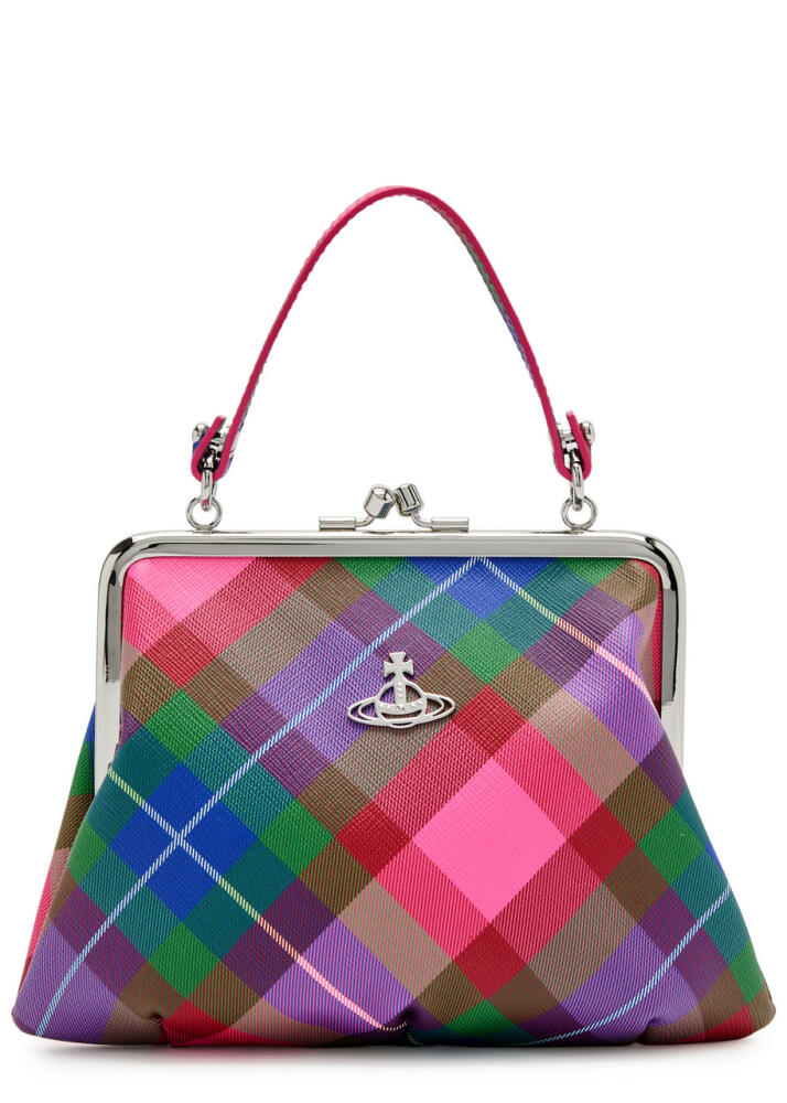 Vivienne Westwood Granny Frame Tartan Leather top Handle bag - Pink Cover