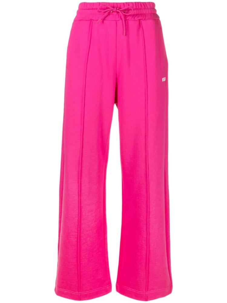 MSGM logo-print wide-leg track pants - Pink Cover