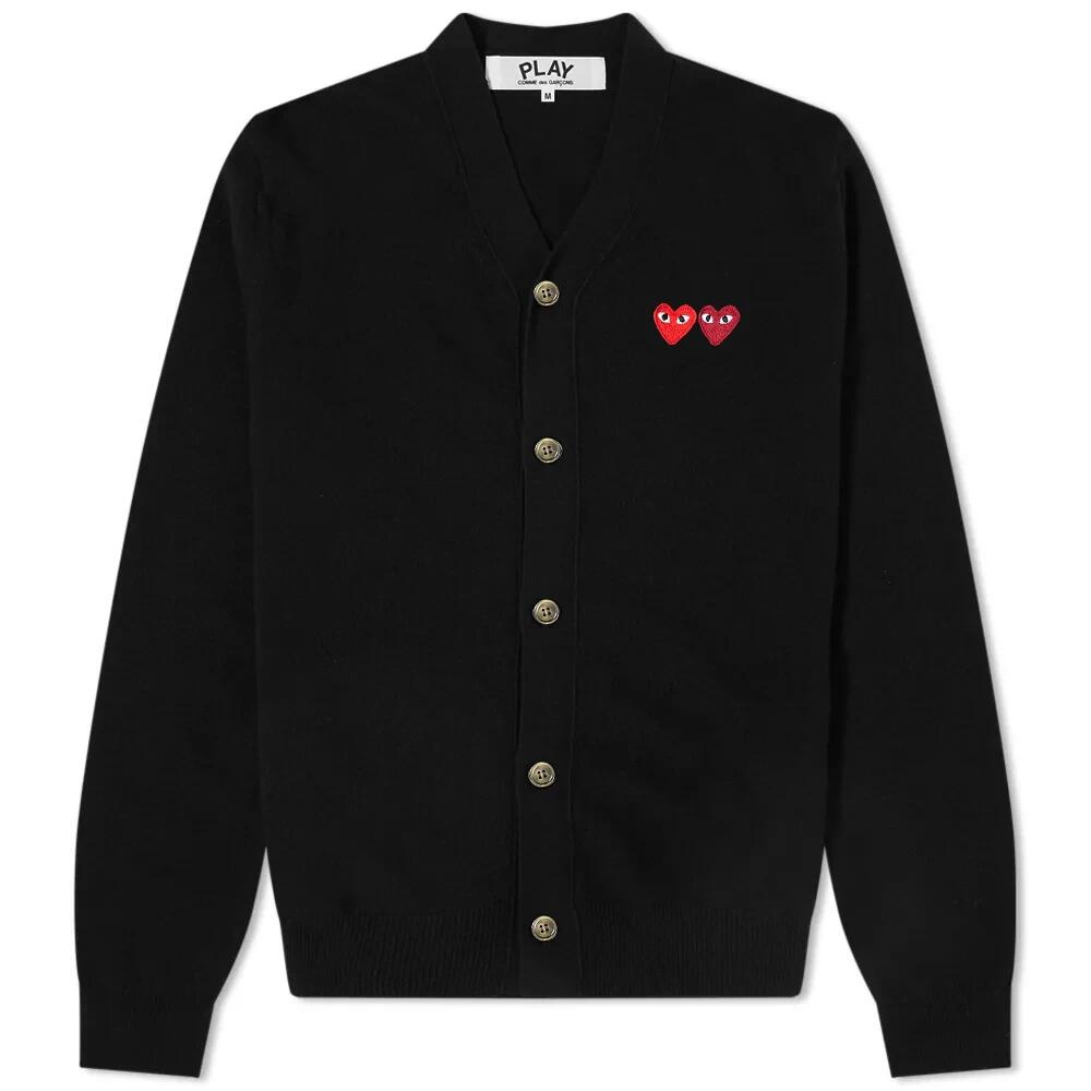 Comme des Garçons Play Men's Double Heart Cardigan in Black Cover