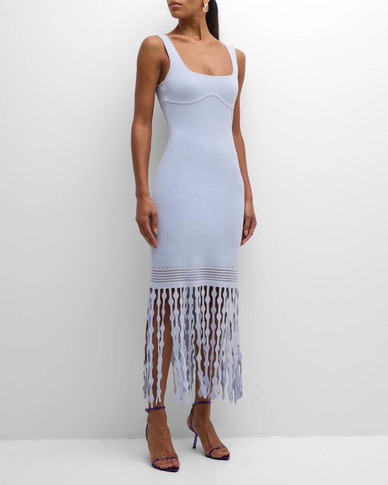 SIMKHAI Signa Lattice Fringe Midi Tank Dress Cover