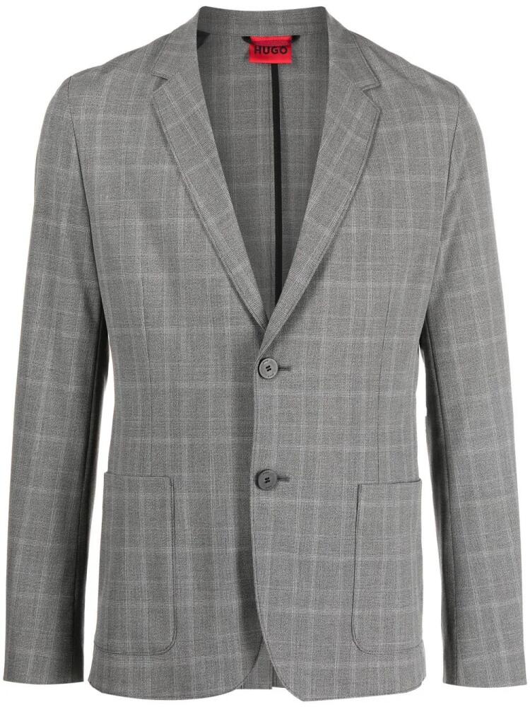 HUGO check-print single-breasted blazer - Grey Cover