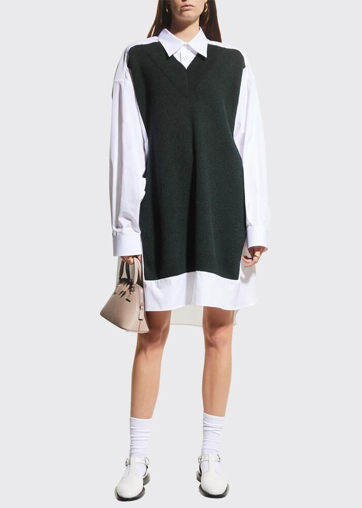 Maison Margiela Spliced Knit Poplin Shirtdress Cover