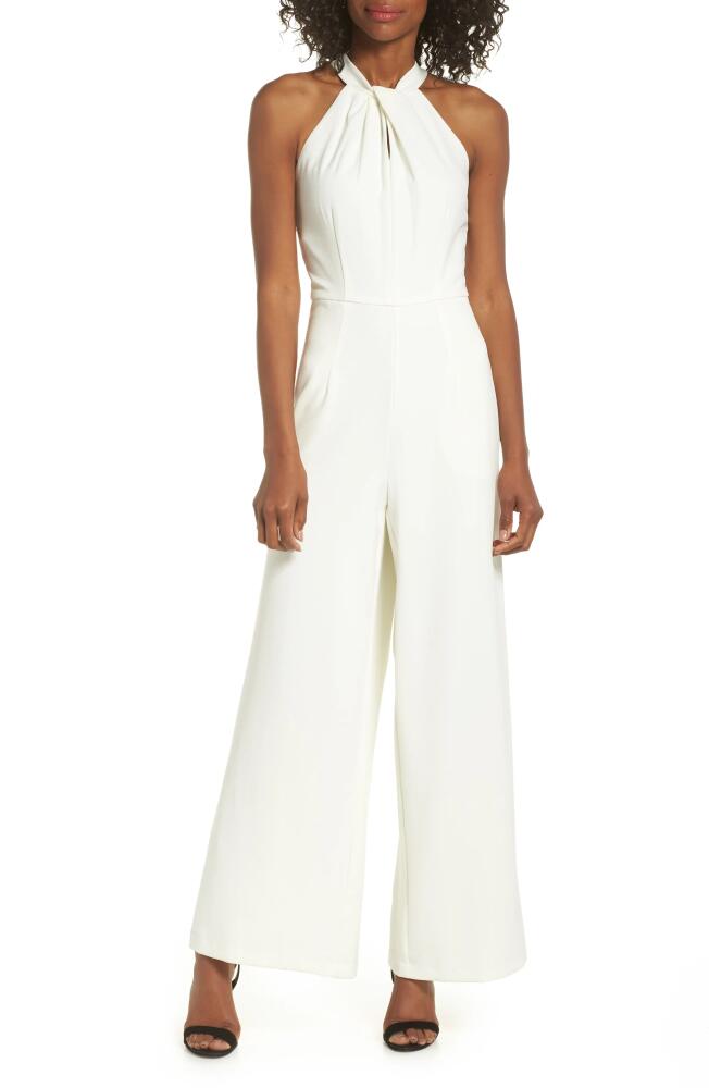 Julia Jordan Halter Neck Wide Leg Jumpsuit in Ivory Cover