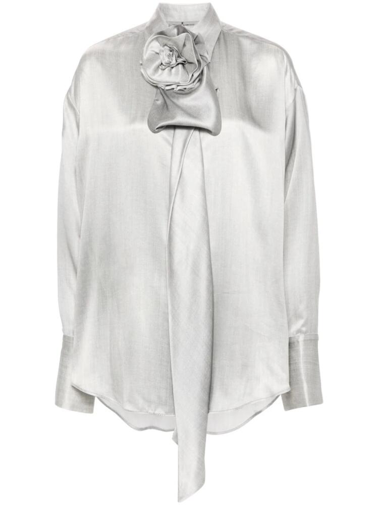 Ermanno Scervino floral-pin silk shirt - Grey Cover