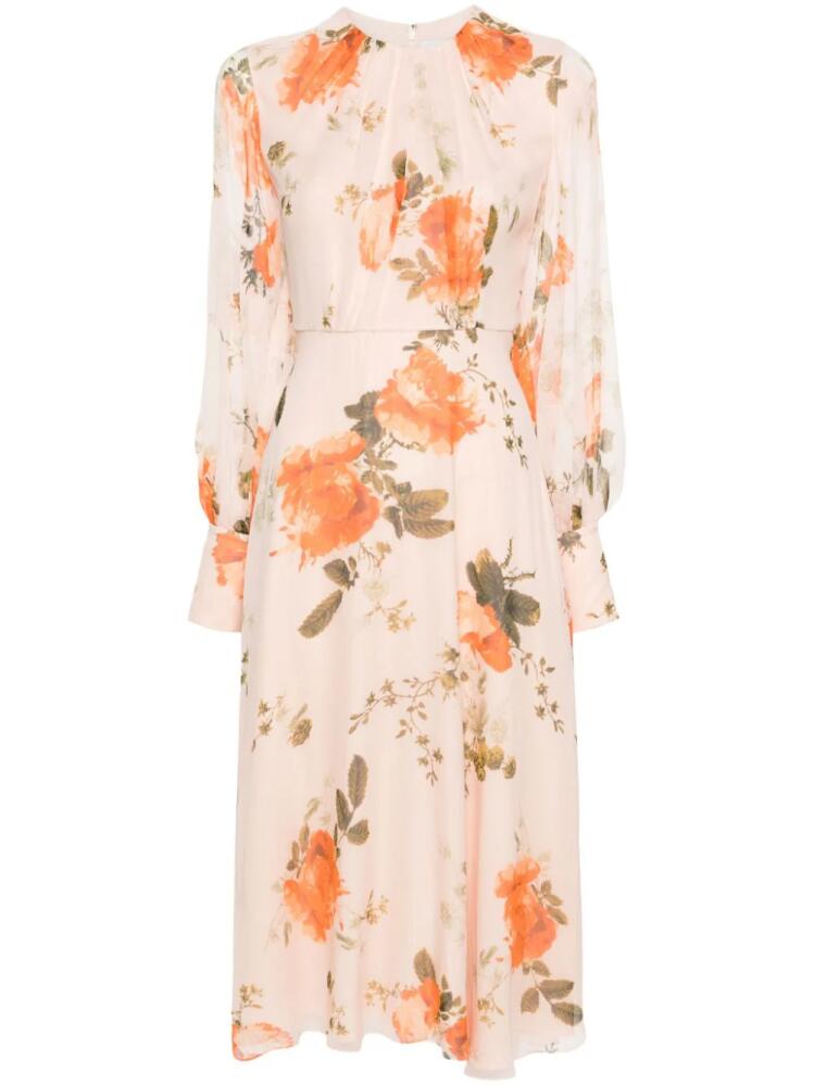 ERDEM floral-print silk midi dress - Pink Cover