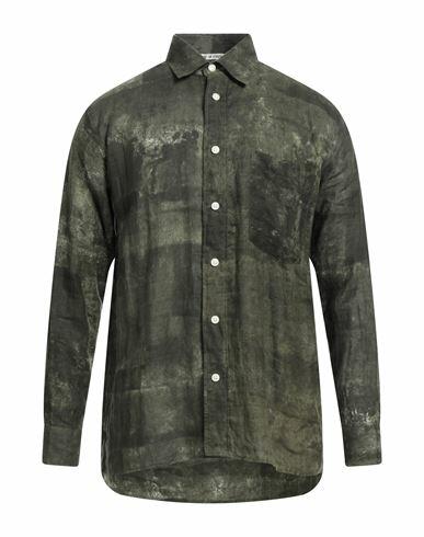 Destin Man Shirt Dark green Linen Cover