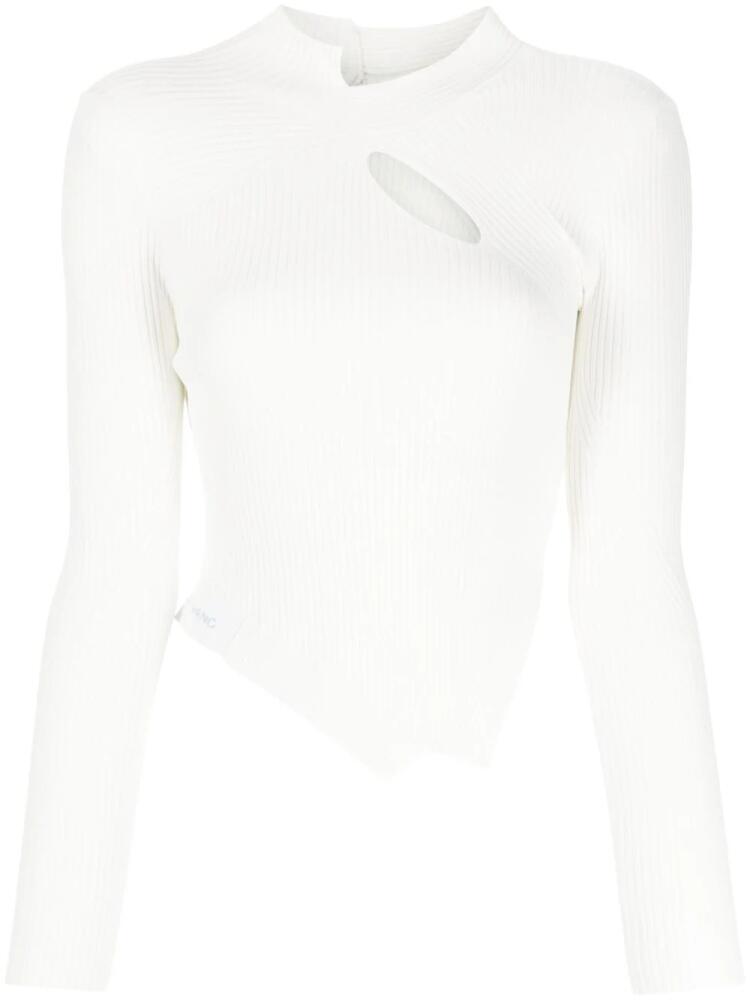 Feng Chen Wang asymmetric ribbed-knit top - White Cover