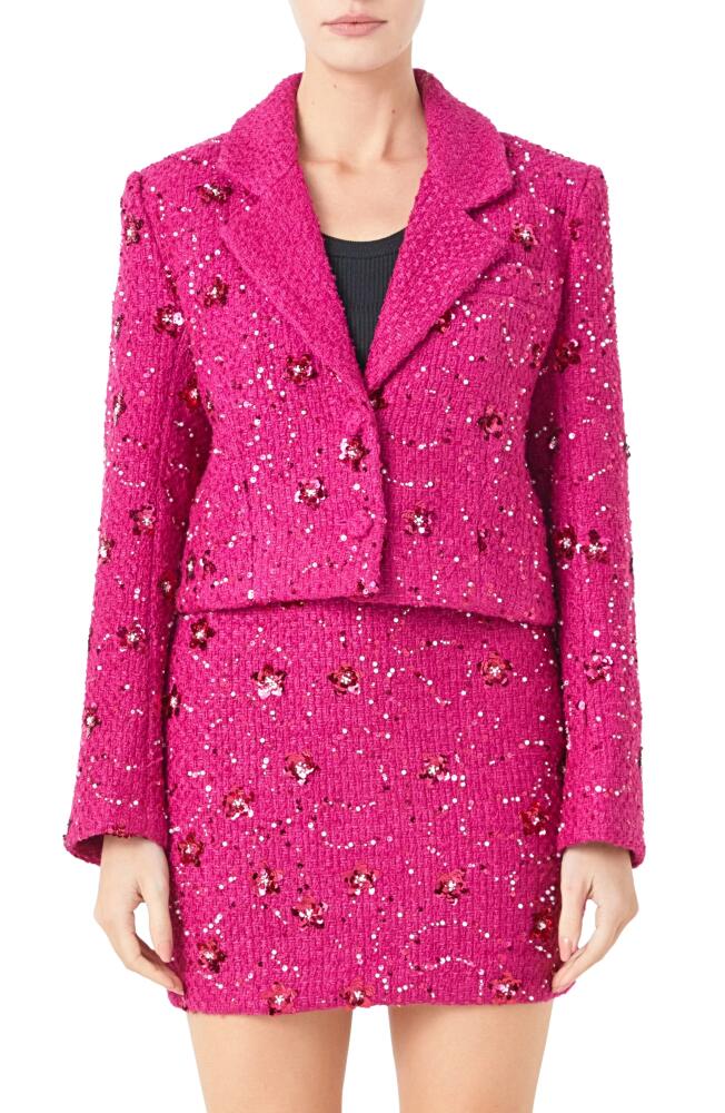 Endless Rose Sequin Crop Blazer in Berry Cover