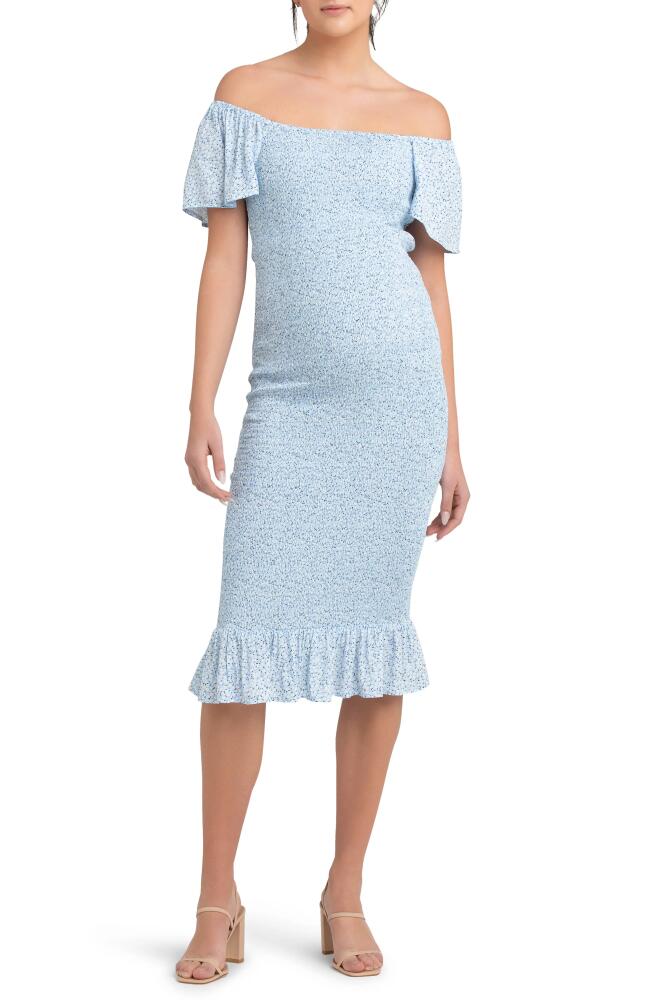 Ripe Maternity Selma Shirred Body-Con Maternity Dress in Pale Blue Cover