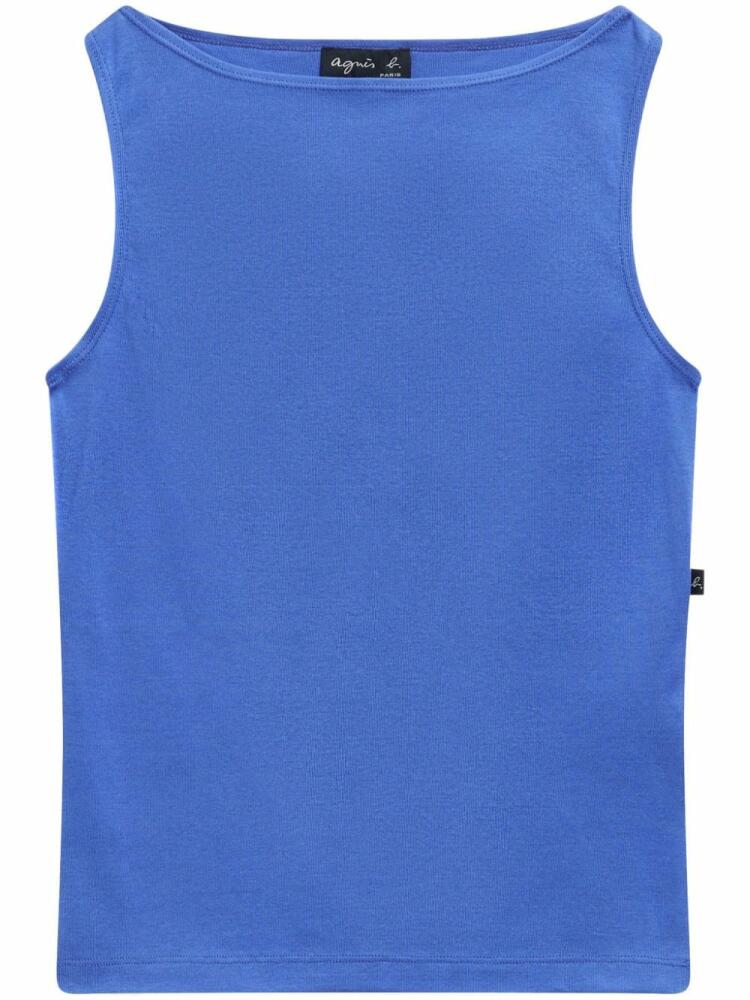 agnès b. boat-neck cotton tank top - Blue Cover