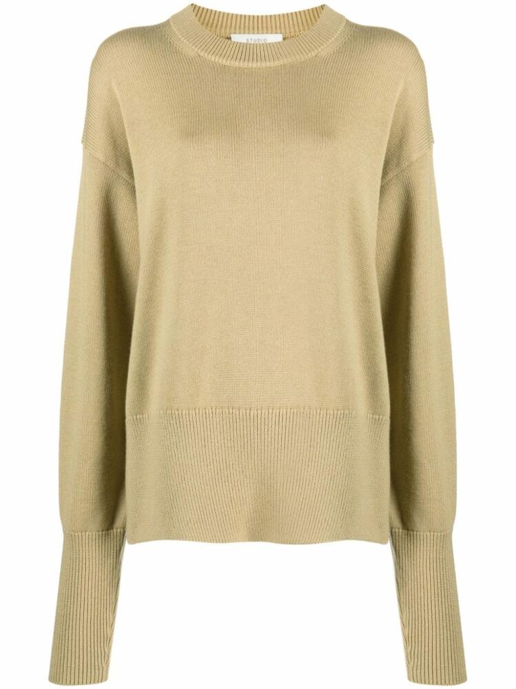 Studio Nicholson Shiso asymmetric-hem wool blend jumper - Neutrals Cover