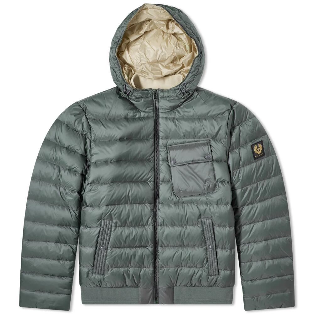 Belstaff Men's Streamline Down Filled Nylon Jacket in Dark Mineral Green/Shell Cover