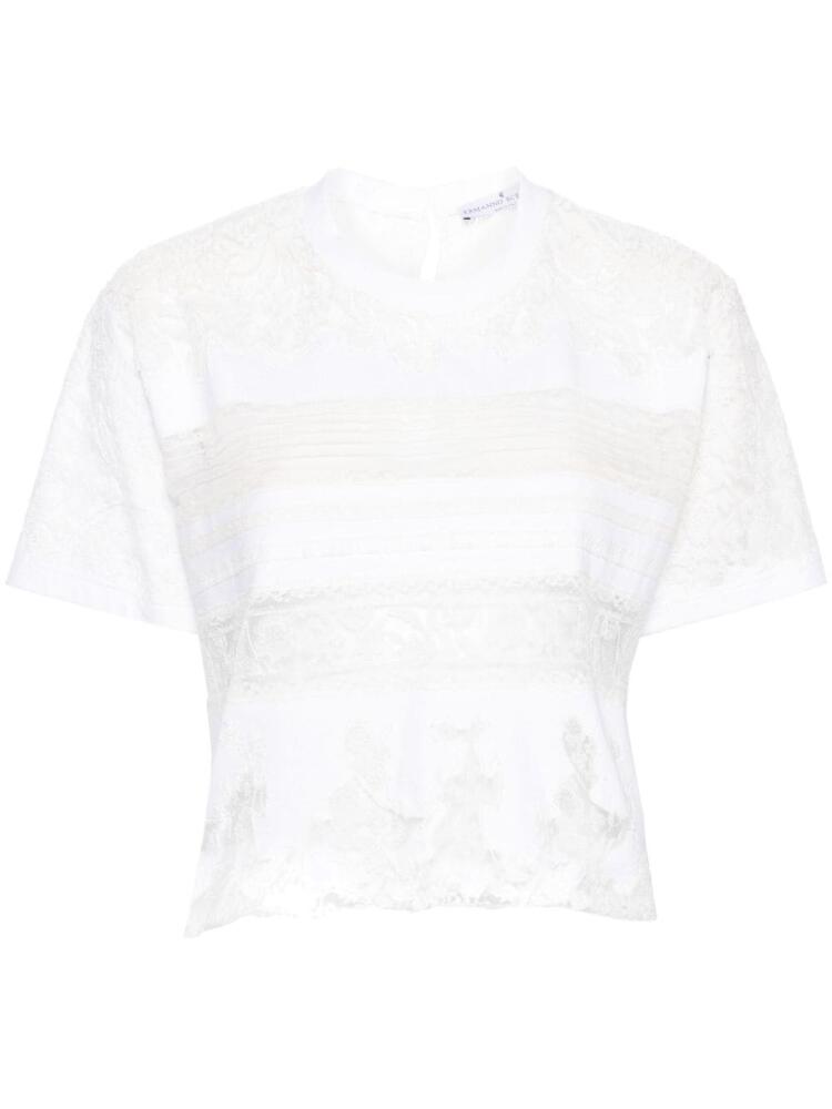 Ermanno Scervino lace-panelling cropped T-shirt - White Cover