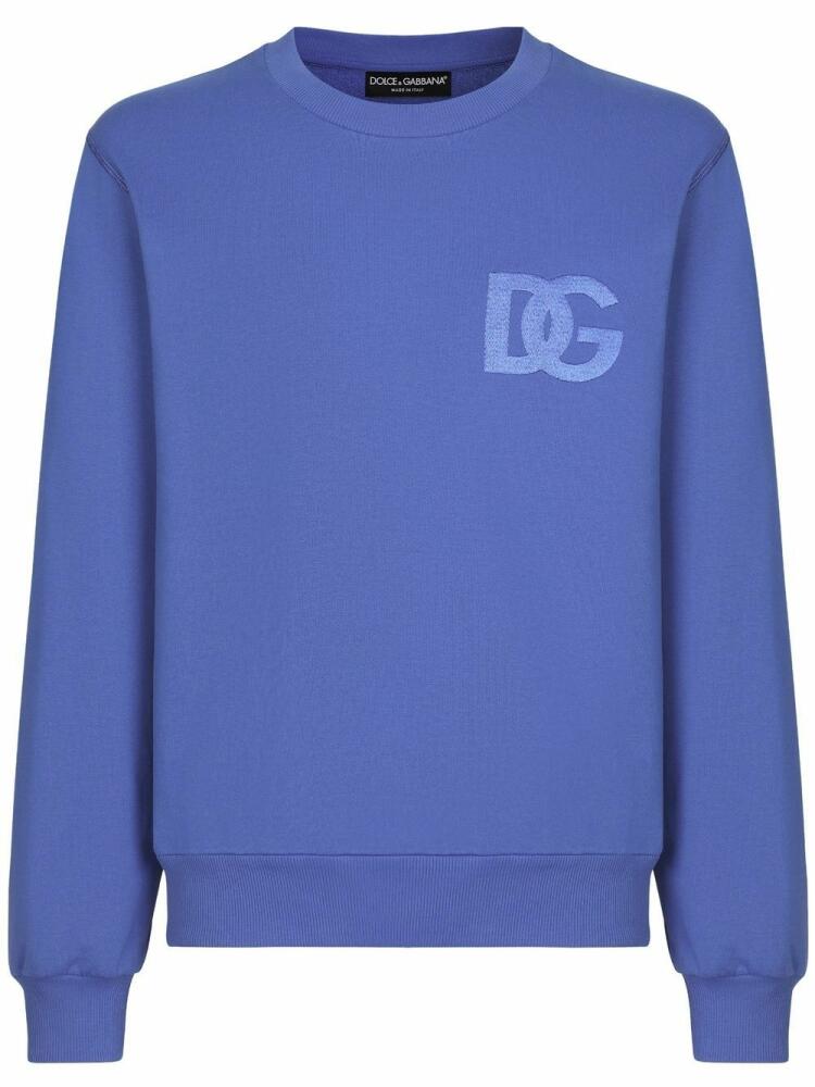 Dolce & Gabbana DG embroidered-logo cotton sweatshirt - Blue Cover