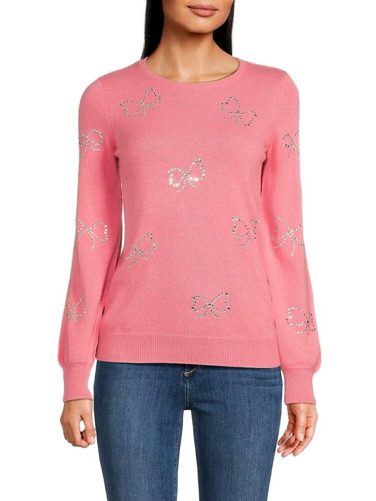 Sofia Cashmere Women's 100% Cashmere Bow Sweater - Pink Cover