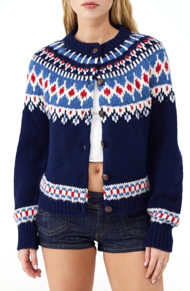 BDG Urban Outfitters Fair Isle Boxy Cardigan in Navy Cover