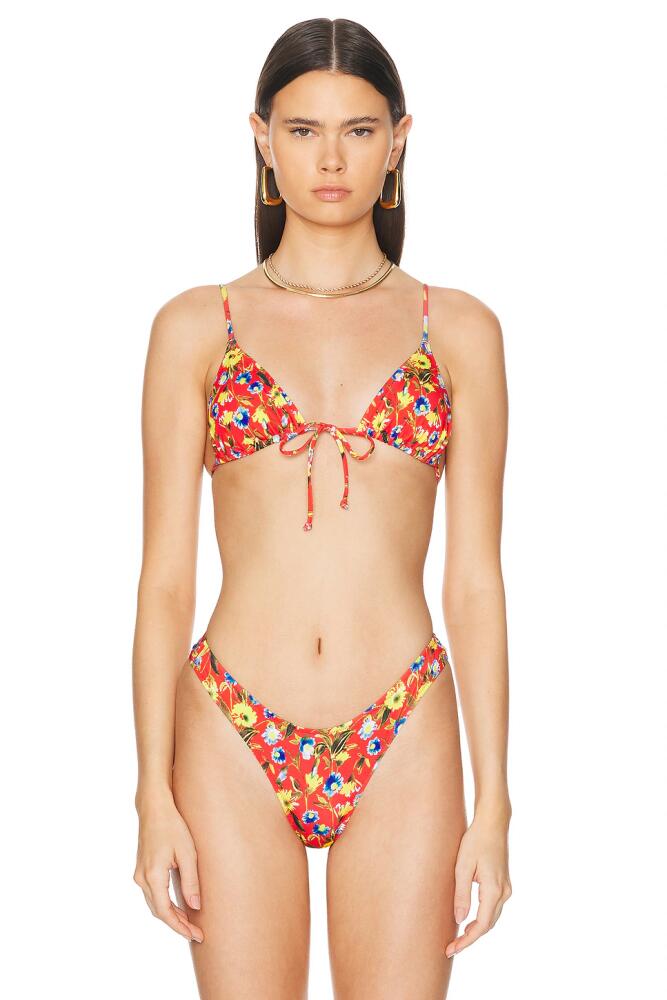 Heavy Manners Triangle Front Bikini Top in Red Cover