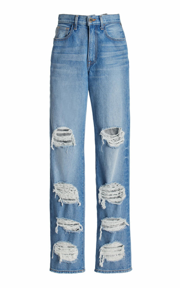 Brandon Maxwell - The Rayssa Distressed Straight-Leg Jeans - Medium Wash Cover