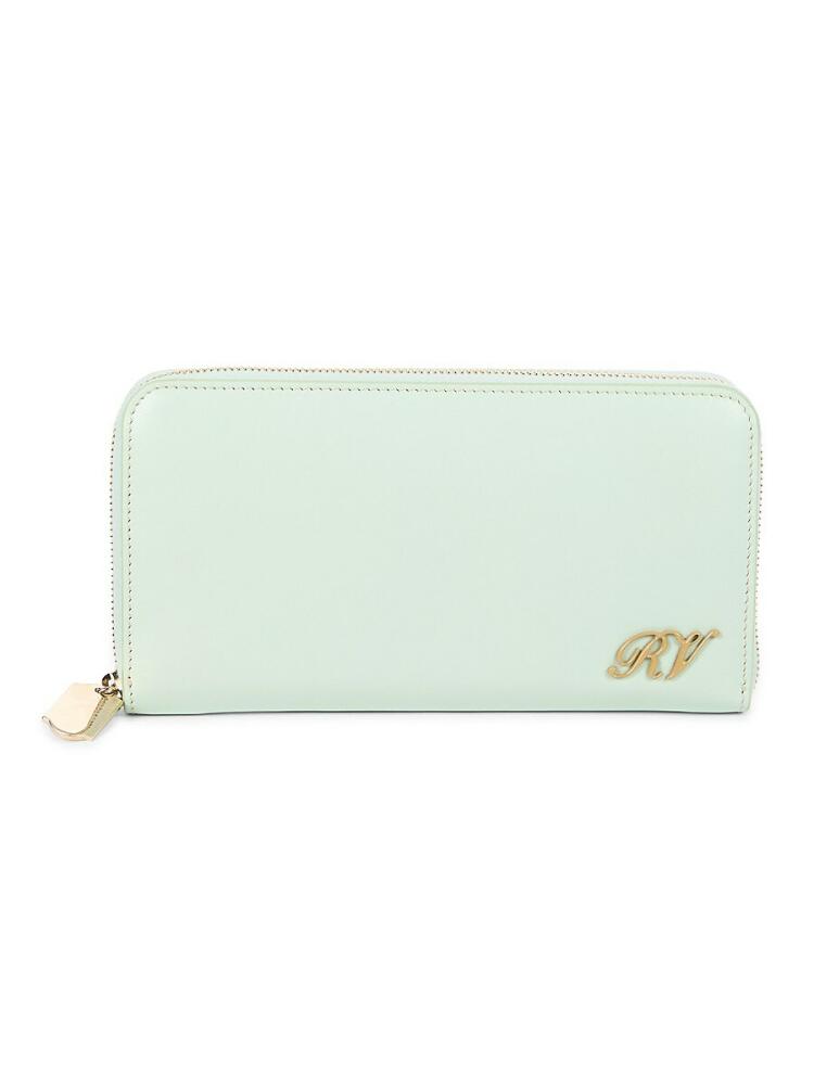 Roger Vivier Women's Logo Leather Wallet - Aqua Marine Cover