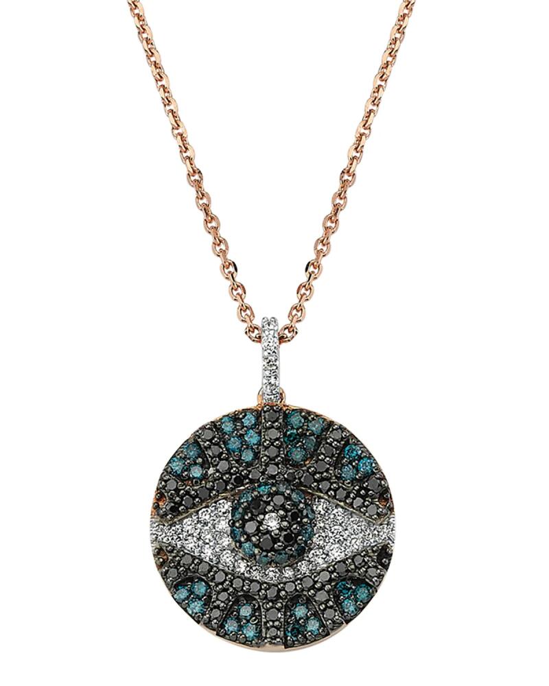 BeeGoddess Eye Light Pave Diamond Disc Pendant Necklace Cover