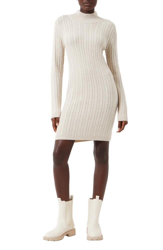 French Connection Katrin Long Sleeve Cable Knit Sweater Dress in Light Oatmeal Mel Cover