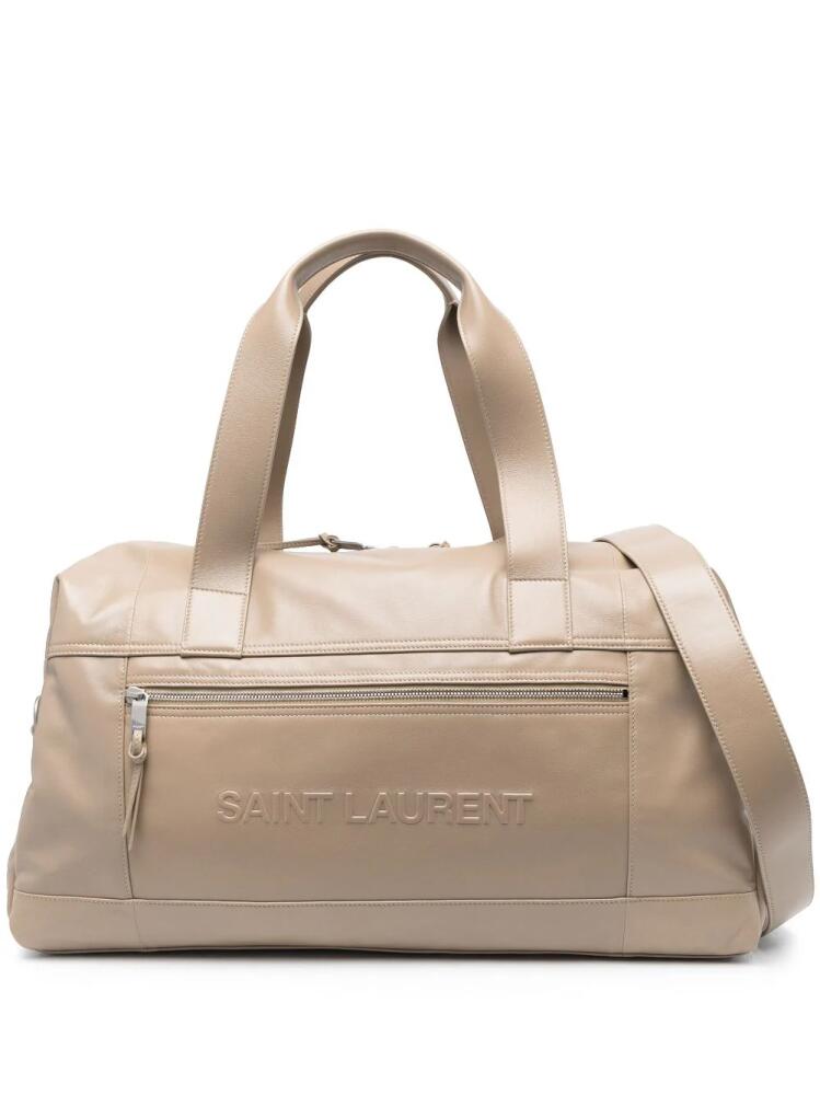 Saint Laurent embossed-logo duffle bag - Neutrals Cover