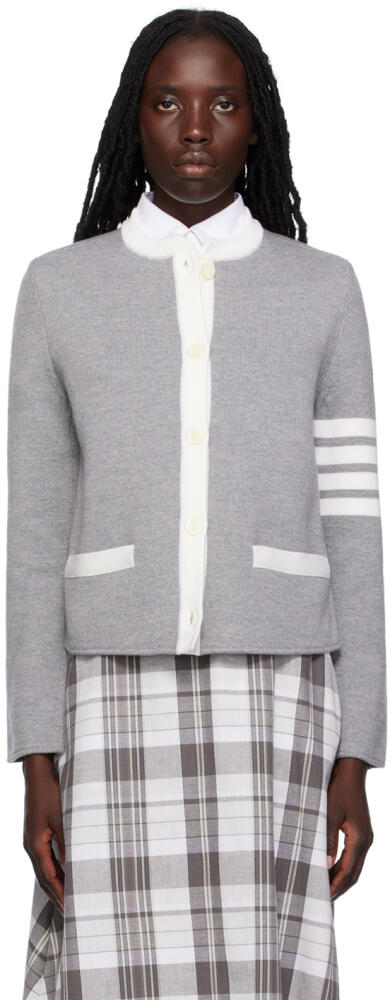 Thom Browne Gray 4-Bar Cardigan Cover