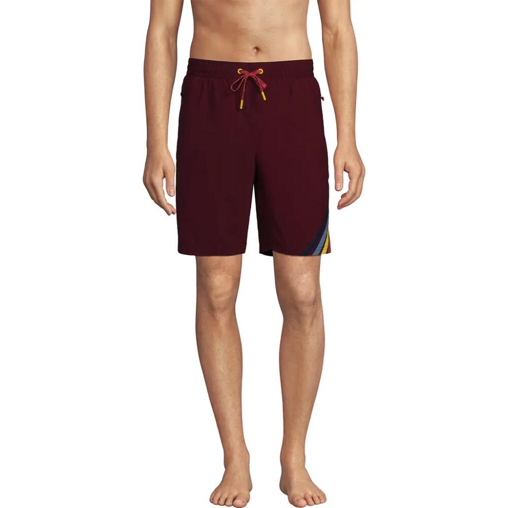 Lands' End 9" Volley Swim Trunks in Red Grape Colorblock Cover