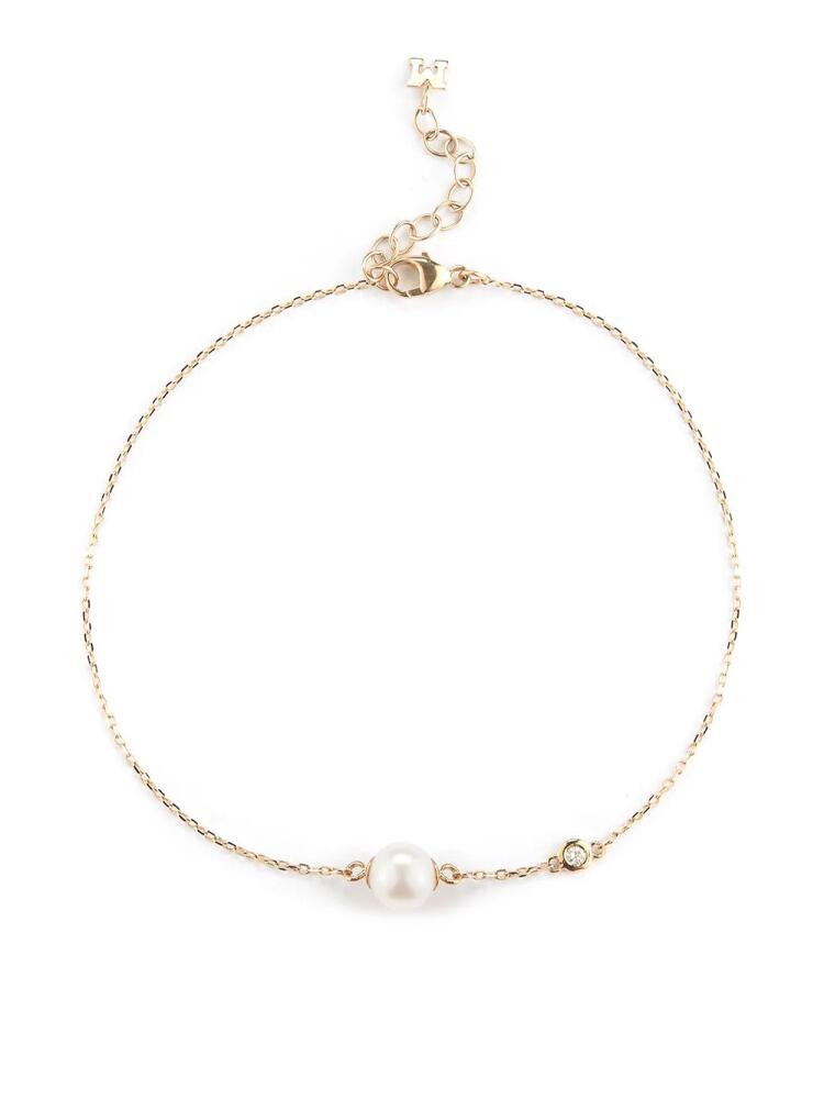 Mateo 14kt yellow gold diamond pearl chain bracelet Cover