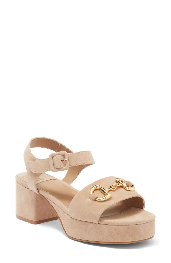 Jeffrey Campbell Timeless 2 Platform Sandal in Natural Suede Gold Cover