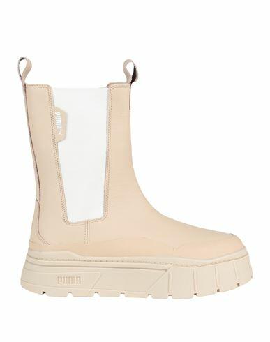 Puma Mayze Stack Chelsea Wns Woman Ankle boots Beige Cowhide, Textile fibers Cover