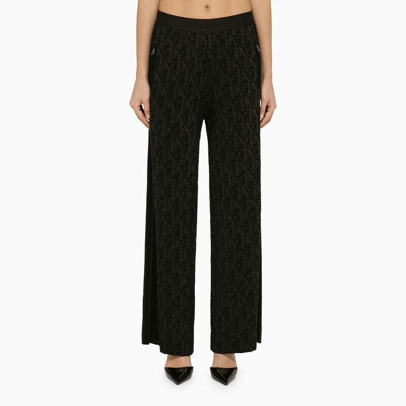 Palm Angels Black viscose trousers with logo Cover