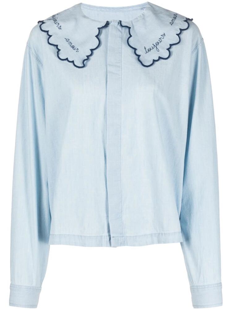 Maison Labiche oversize-collar embroidered shirt - Blue Cover