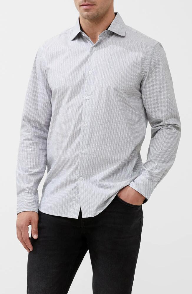 French Connection Allover Print Button-Up Shirt in White/Black Cover