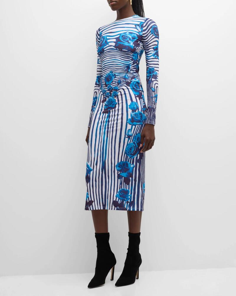 Jean Paul Gaultier Floral Printed Jersey Midi Dress Cover