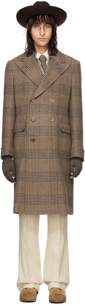 Ralph Lauren Purple Label Brown Plaid Coat Cover