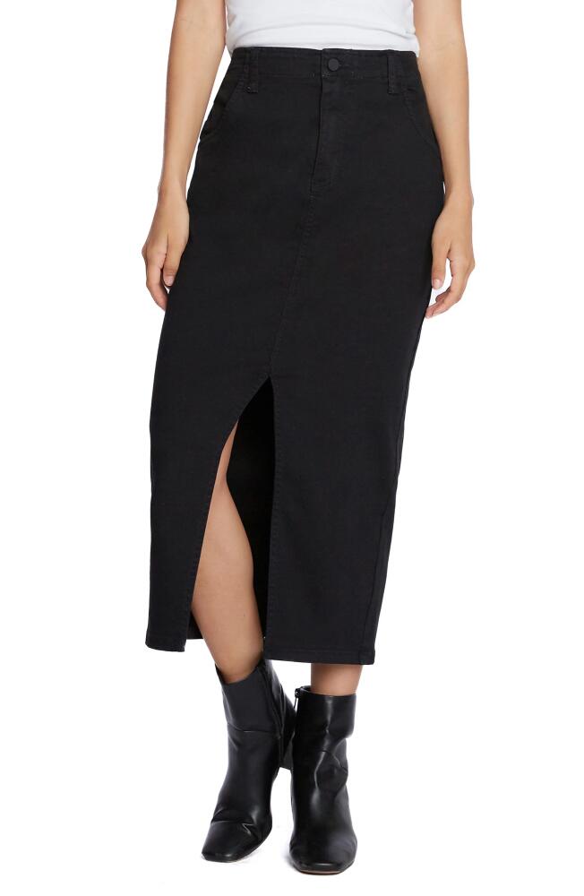 Wash Lab Denim Daily Slit Denim Midi Skirt in Black Sky Cover