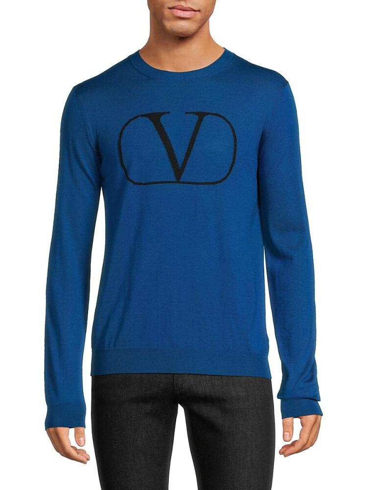 Valentino Men's Logo Wool Sweater - Bright Blue Cover