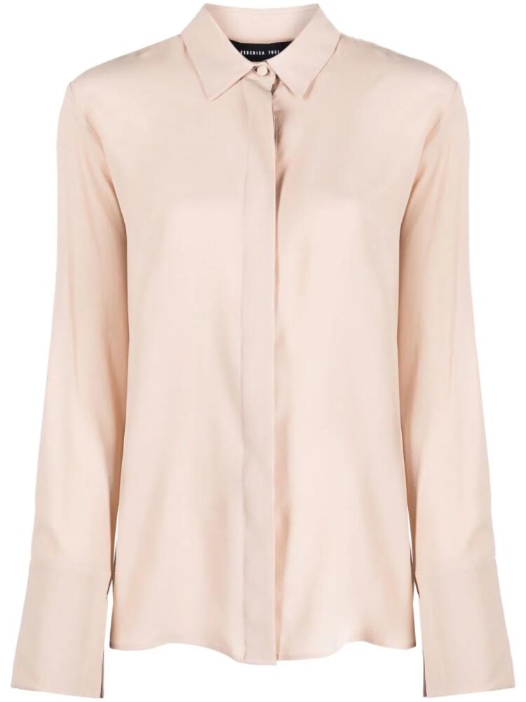 Federica Tosi long-sleeve silk-blend shirt - Neutrals Cover