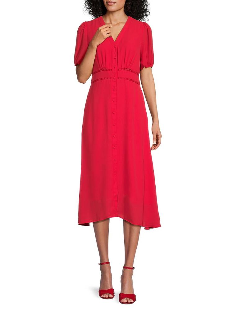 NANETTE nanette lepore Women's Puff Sleeve Midi Dress - Pure Red Cover