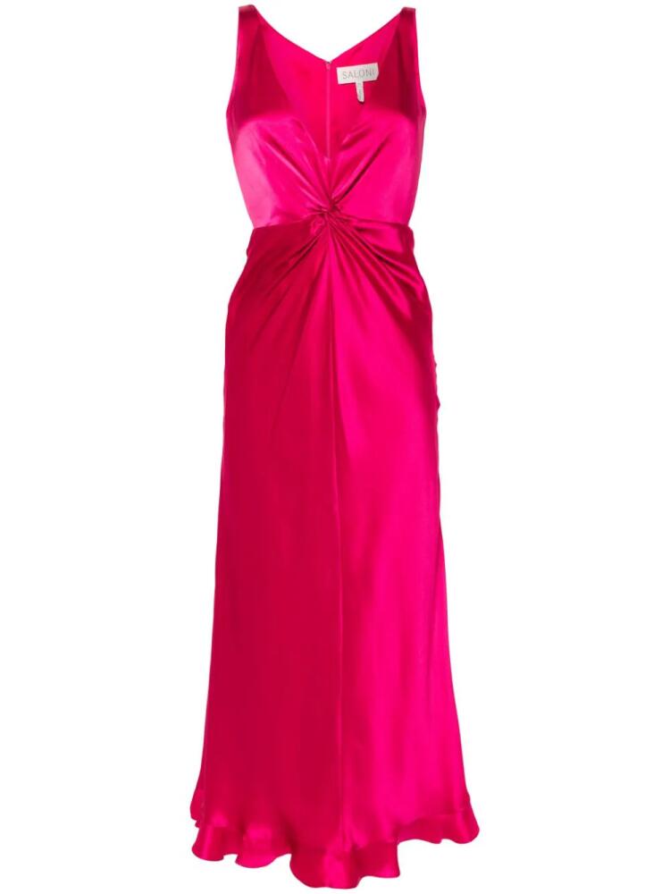 Saloni Fia twist-detail silk gown - Pink Cover