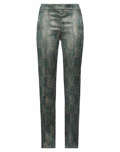 Siyu Woman Pants Emerald green Wool, Lurex, Silk, Nylon, Cotton Cover